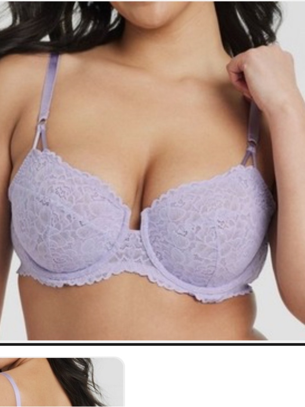 NWT Auden Unlined Lace Balconette Underwire Bra Lavender semi-Opaque